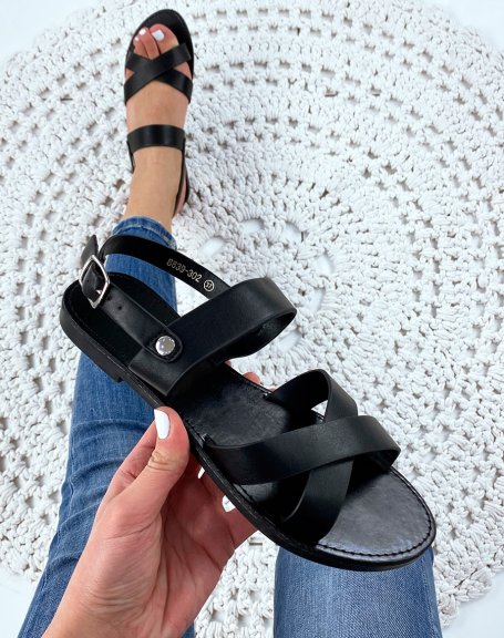 Black chunky thong sandals