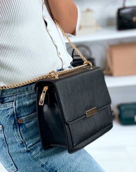 Black clutch with golden chain