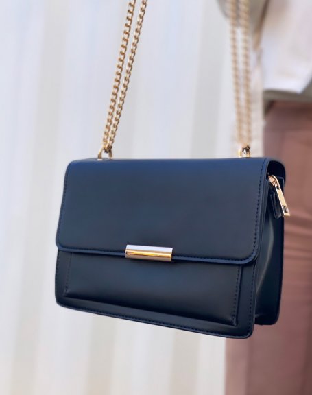 Black clutch with golden chain