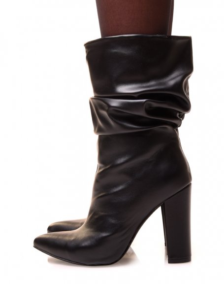 Black crumpled ankle boots