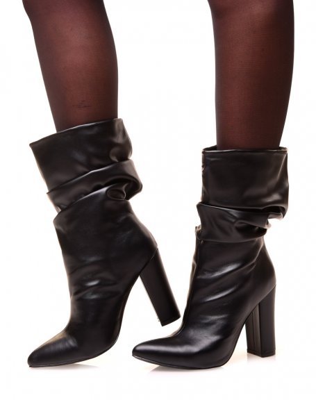 Black crumpled ankle boots