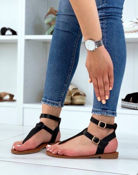 Black double strap sandals