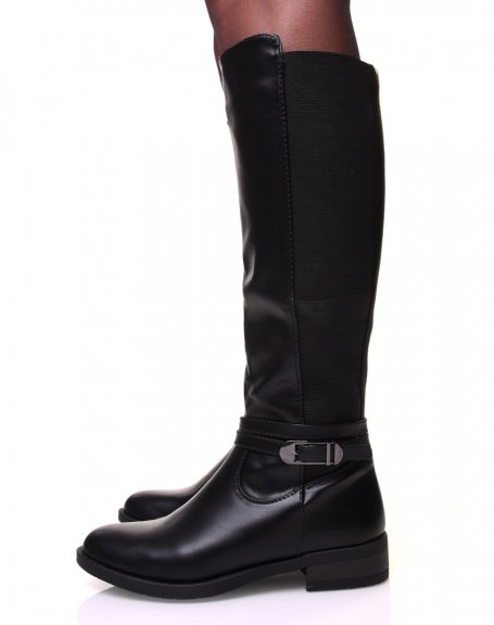 Black elastic boots with silver detail