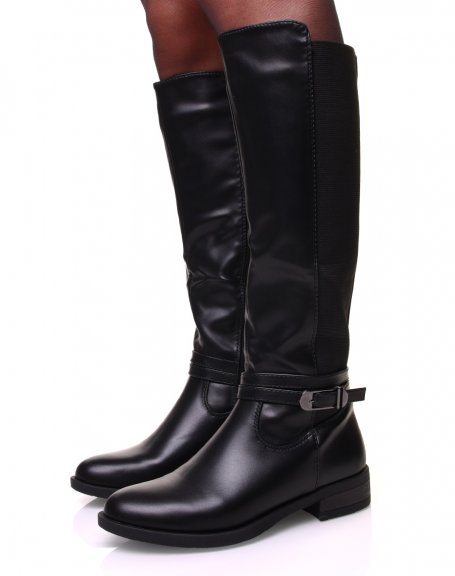 Black elastic boots with silver detail