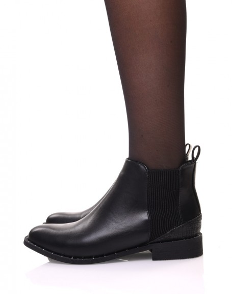 Black elastic panel ankle boots