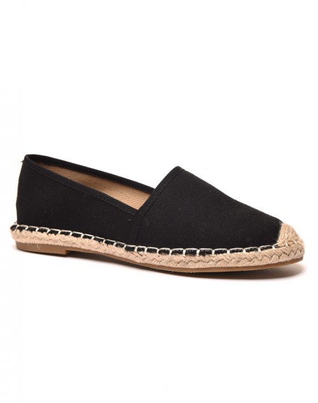 Black espadrilles with braided toe and sole