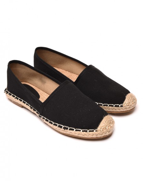 Black espadrilles with braided toe and sole