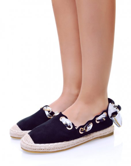 Black espadrilles with ribbons