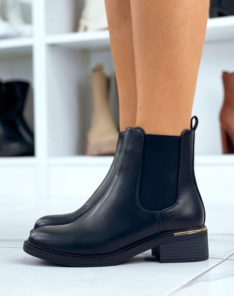 Black faux leather Chelsea boots
