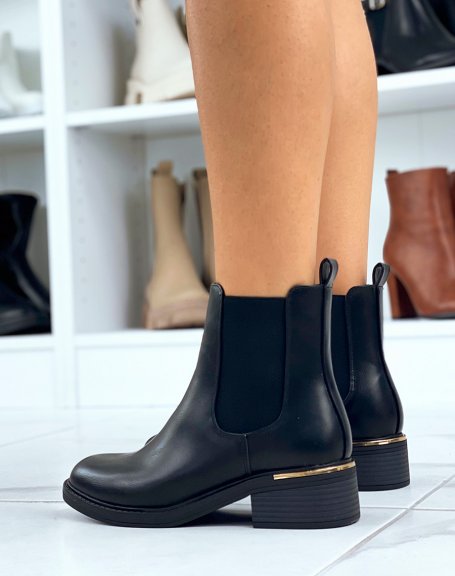 Black faux leather Chelsea boots
