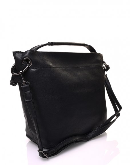 Black faux leather effect handbag with multiple handles