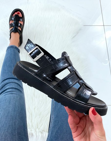 Black flat sandals