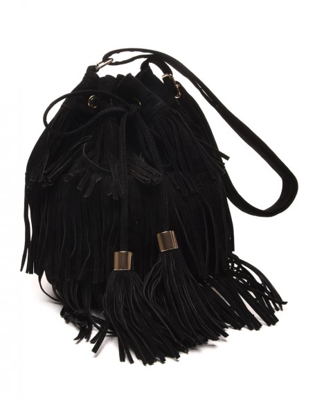 Black fringed purse handbag
