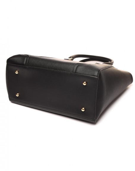 Black handbag with handle details