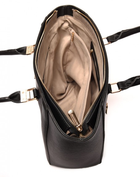 Black handbag with handle details