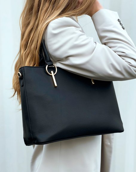 Black handbag with round golden jewels