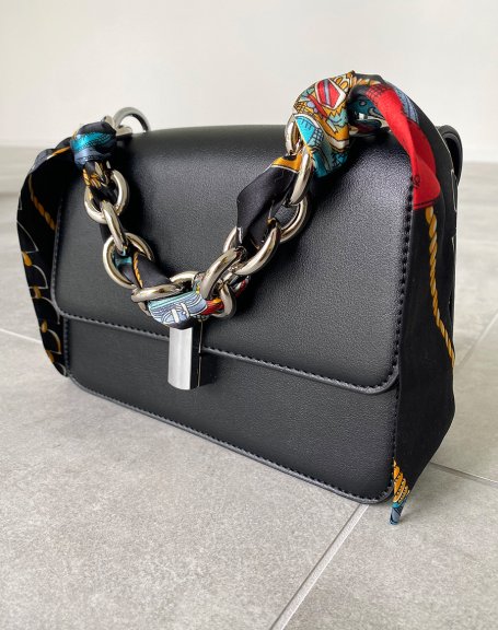 Black handbag with scarf