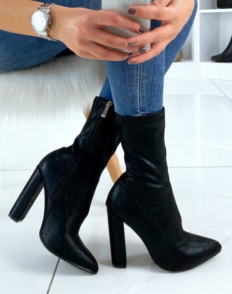 Black Heeled Pointed Toe Ankle Boots