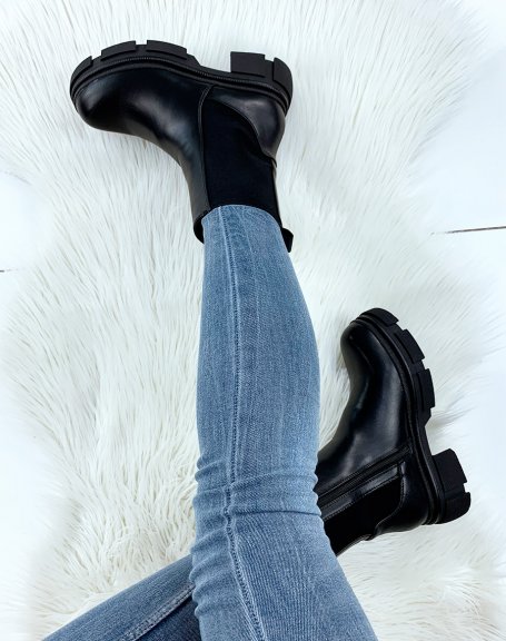 Black high ankle boots with chunky sole