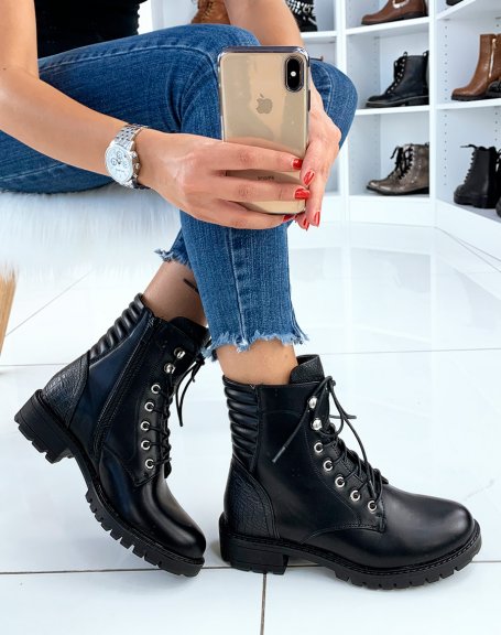 Black high ankle boots with laces