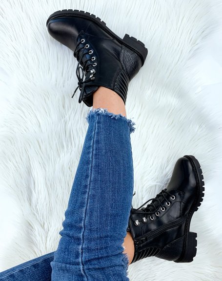 Black high ankle boots with laces
