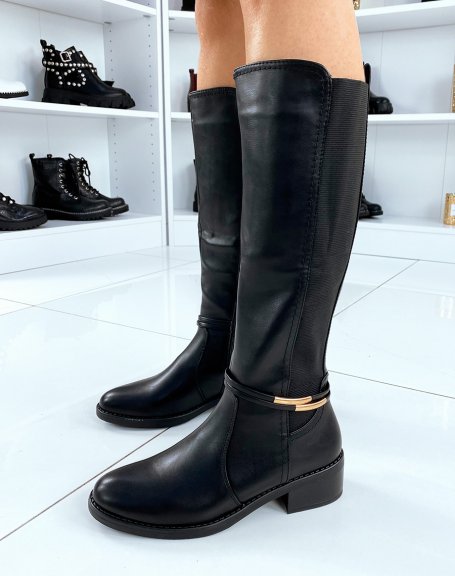 Black high boots with elastic