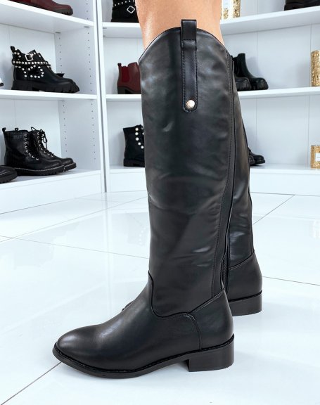 Black high boots with santiag finish