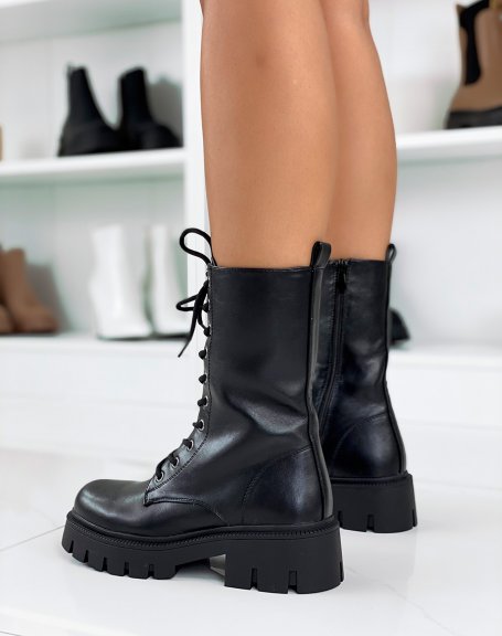 Black high chunky platform ankle boots