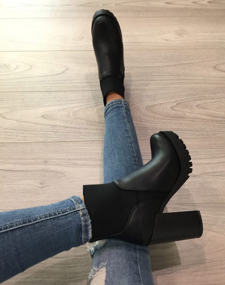 Black high heel chelsea boots