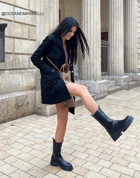 Black high heeled Chelsea boots