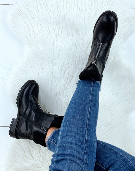Black high-top lined ankle boots
