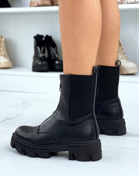 Black high-top zipped ankle boots