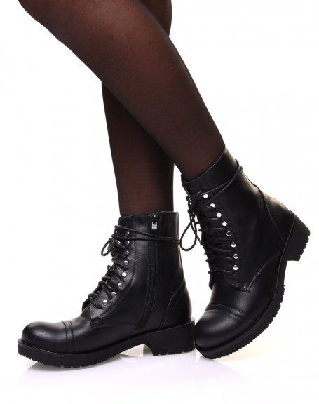 Black lace-up ankle boots
