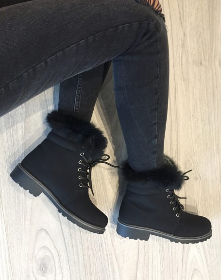 Black lace-up & lined high top shoes