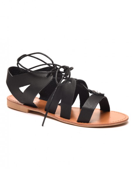 Black lace-up sandals