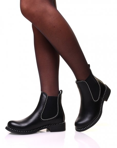 Black leather-look studded Chelsea boots