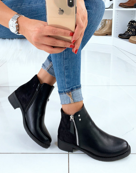 Black low ankle boots