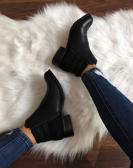 Black low boots with silver straps