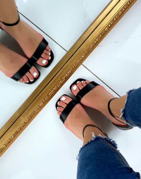 Black mid heel sandals