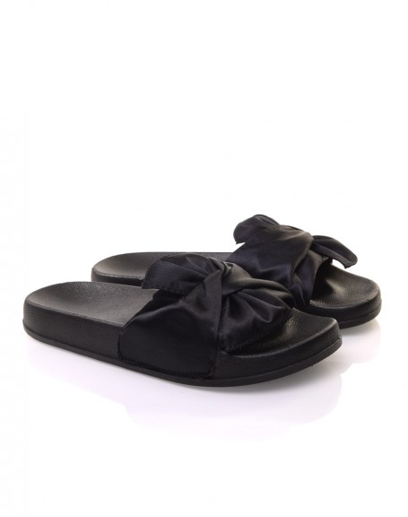 Black mules with satin bow