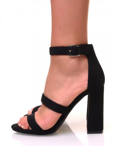 Black multi-strap heeled sandals