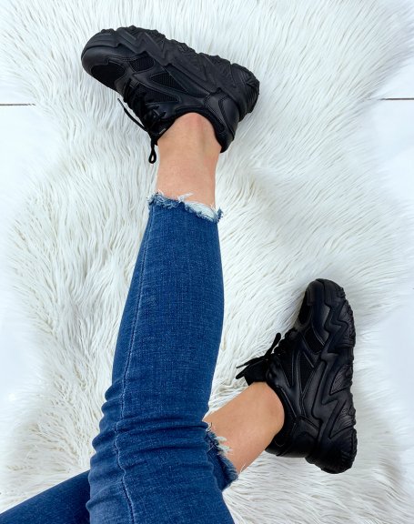 Black oversized platform sneakers