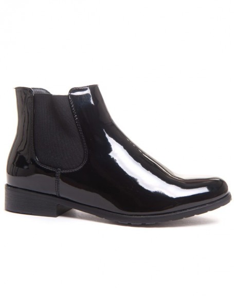 Black patent chelsea boots