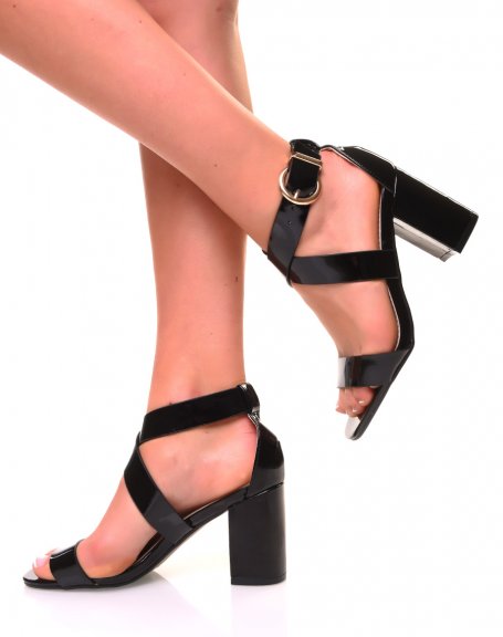Black patent sandals