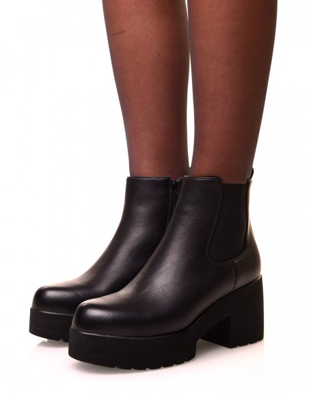 Black platform ankle boots