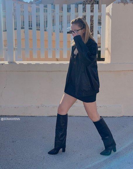 Black Pointed Toe Heeled Boots