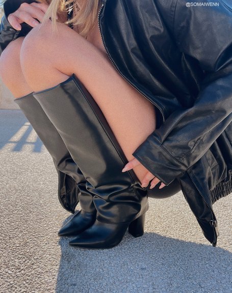 Black Pointed Toe Heeled Boots