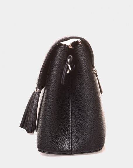 Black pom-pom shoulder bag