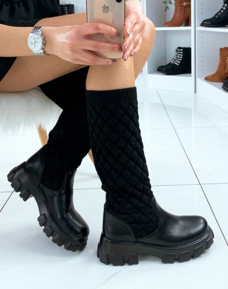 Black quilted effect boots