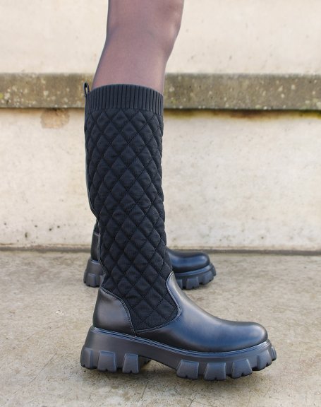 Black quilted effect boots